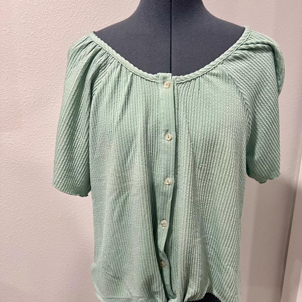 Daytrip Light Green Button-Down Women's Shirt